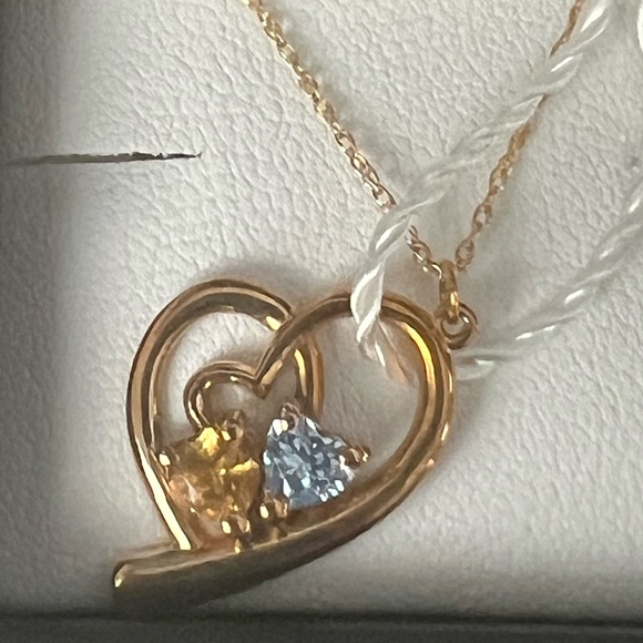 NWT Intertwined Heart In Heart Pendant with 2 Gemstones - Picture 4 of 4